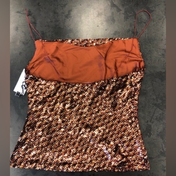 ASTR the Label Mai Sequin Cowl Neck Spaghetti Strap Top - Rust Gold - Picture 4 of 4